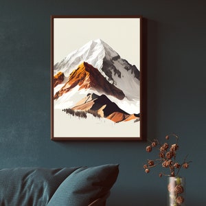 Minimalist Digital Art Print of Aconcagua Mountain - Instant Download | 7 Summits | Highest Peaks | Andes Mountain Range