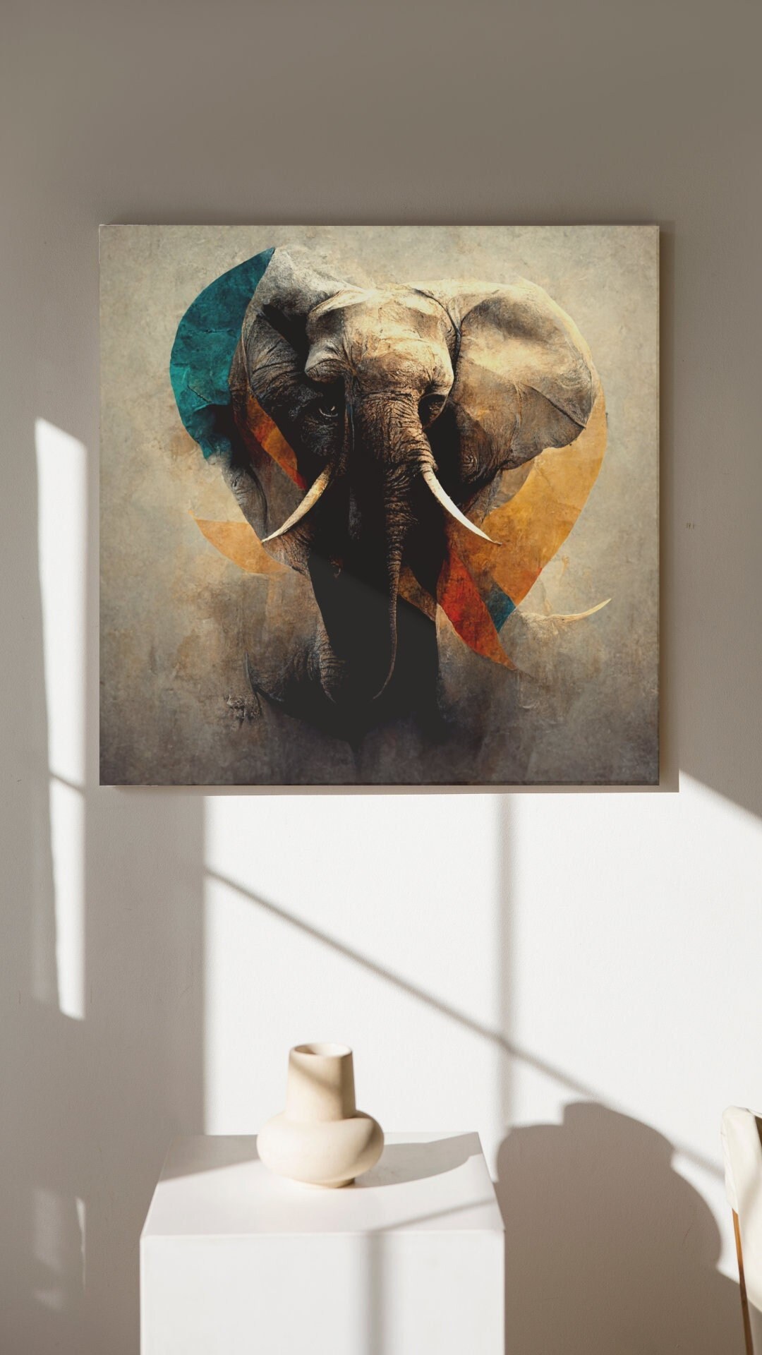 Elephant Wall Art in Muted Colors Wall Art Home Decor Abstract Big