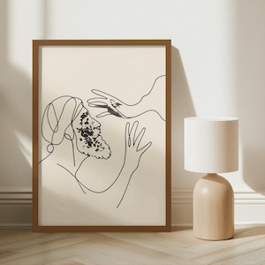 One-Line Art of Jesus Healing the Blind Man with Mud | John 9 Bible Story Minimalist Christian Wall Art | Digital Download Faith Decor