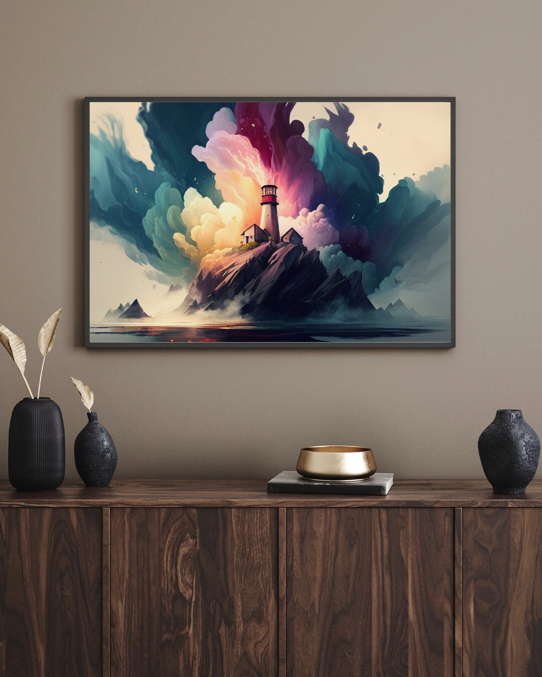 Lighthouse Wall Art in Water Colors Colorful Wall Art Home Decor ...