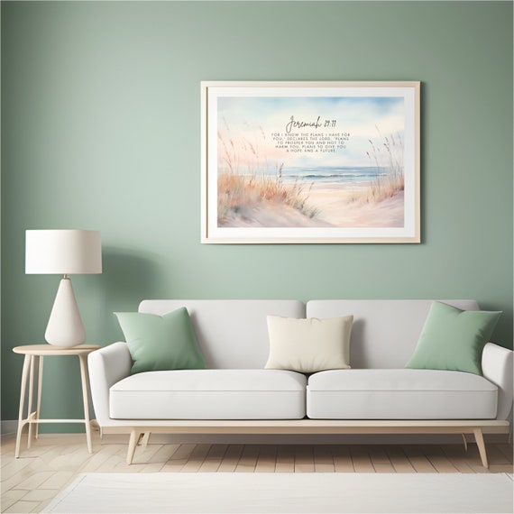 Jeremiah 29:11 Beach Dunes Watercolor Art Print (Digital Download)