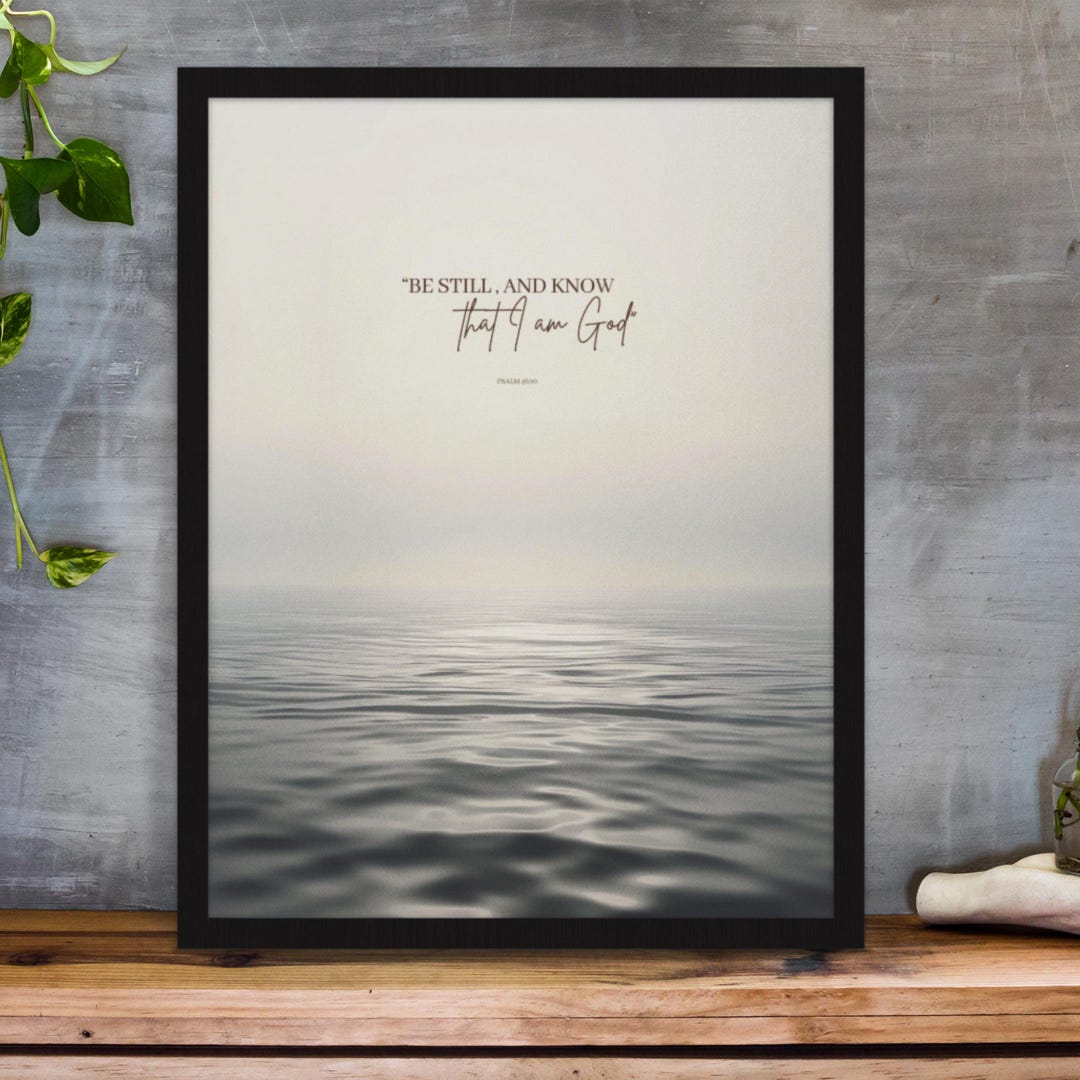 Psalm 46:10 Digital Art – Be Still and Know, Minimalist Christian Wall ...