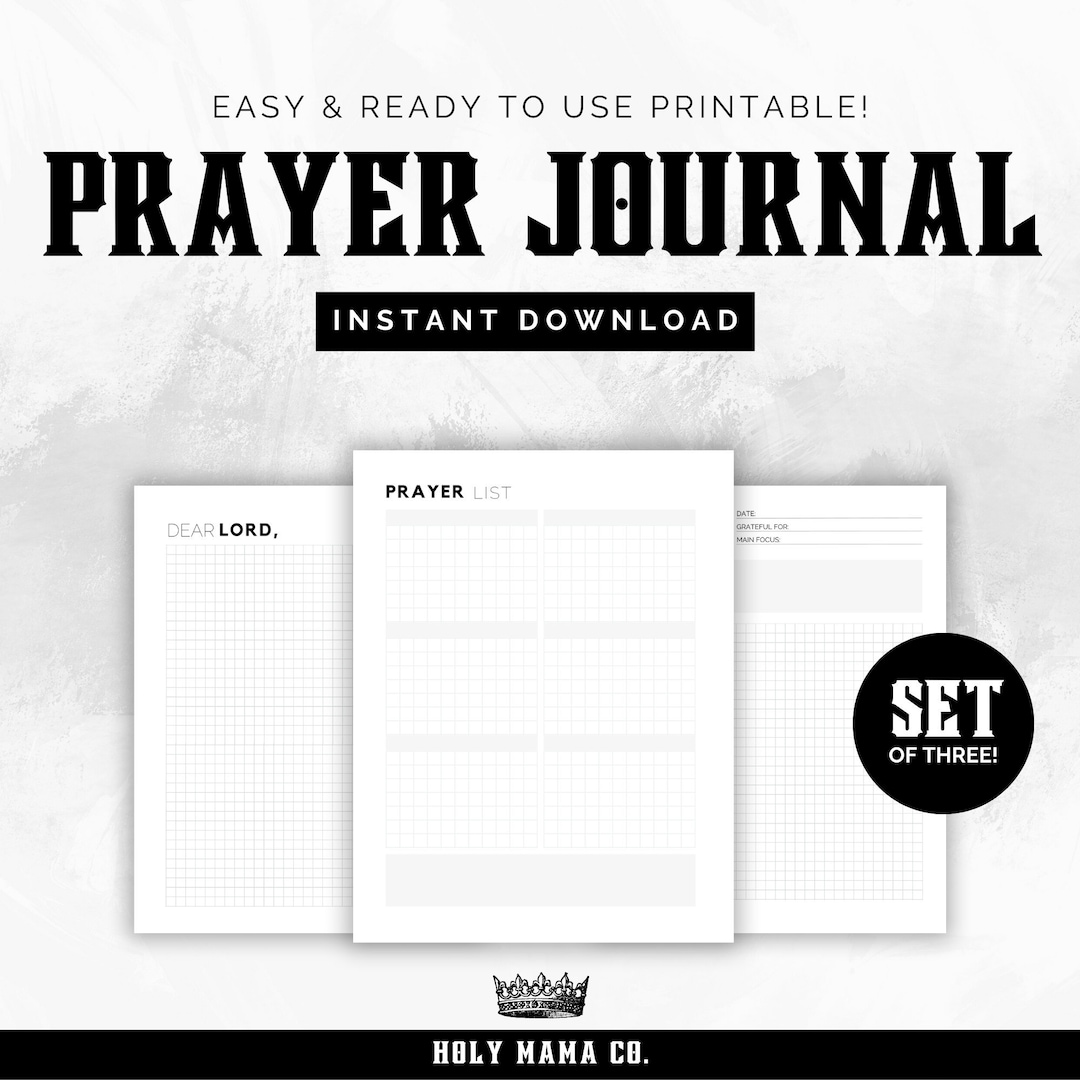 Minimal Prayer Journal Set, Grid Printable Prayer Log, Minimal Prayer ...