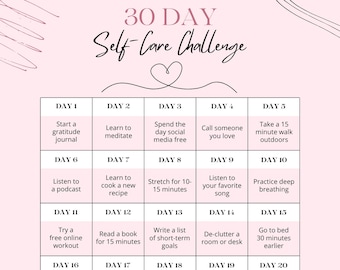 30 Day Self Care Challenge - Instant Download