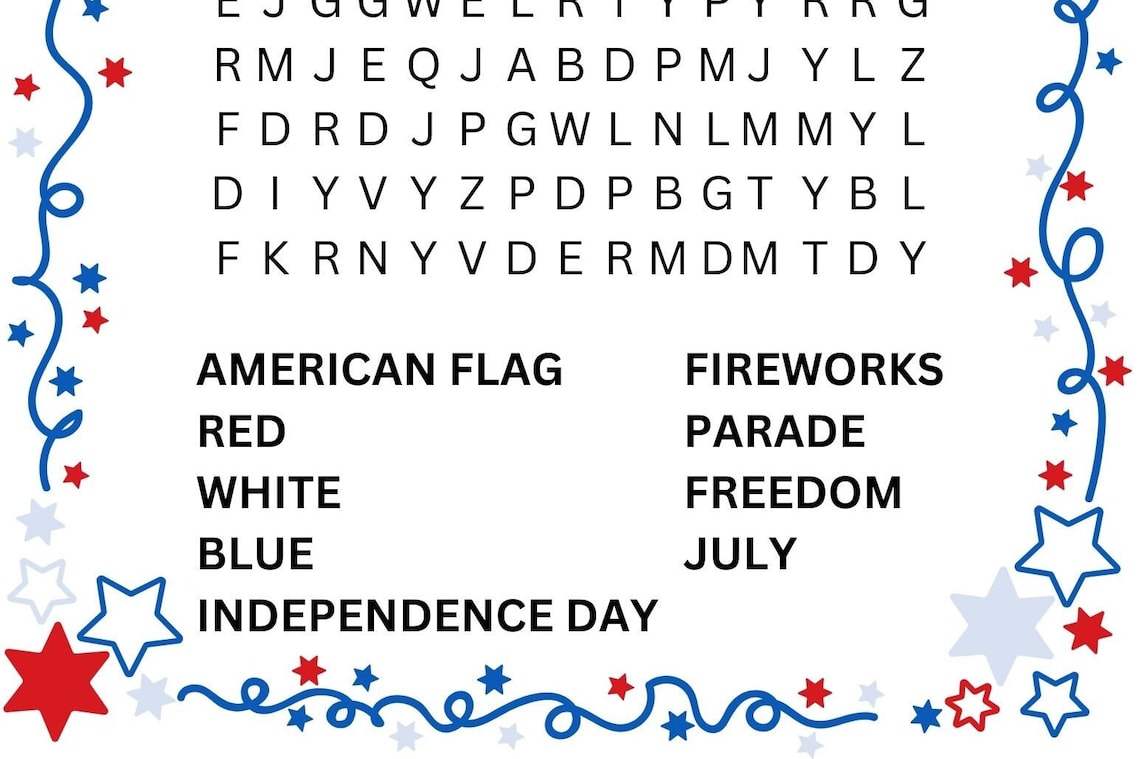 4th of July Word Search Puzzle (instant Download) - Etsy