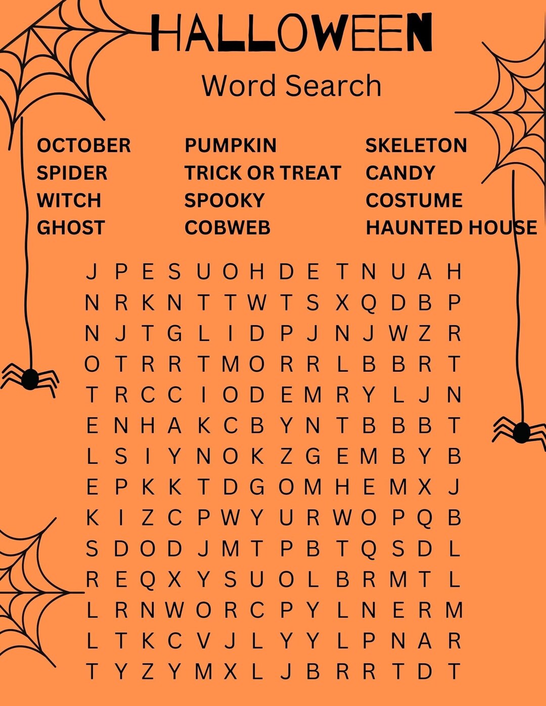 Halloween Word Search - Instant Download - Etsy