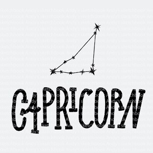 Steenbok astrologisch teken SVG, met de hand getekend, midcentury modern lettertype, voor cricut of sublimatie afdrukken