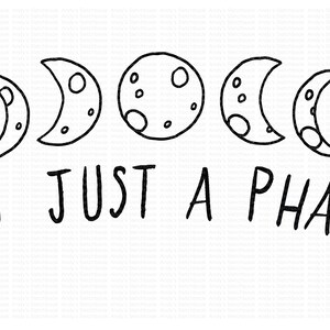 Phases of the moon, Its Just a Phase, tshirt graphic for printing, cricut, wall art, SVG