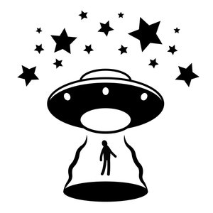 UFO-ontvoering SVG grafisch, buitenaardse sci-fi tshirt afbeelding voor Cricut