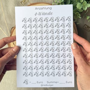 Challenge Anzahlung 4 Wände Hausrücklagen A5 - Sparchallenge - 300g Papier - Umschlagmethode - Budgetplanung - Budgetplaner - minimalistisch