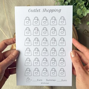 Challenge Outletshopping Shopping A5 - Sparchallenge - 300g Papier - Umschlagmethode - Budgetplanung - Budgetplaner - minimalistisch
