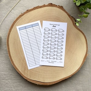 Sparchallenge Auto A6 minimalistisch- Budget - 250g Papier - Umschlagmethode - Budgetplanung - Budgetplaner - Budgettracker