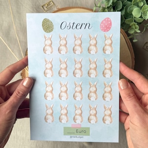 Challenge Ostern A5 - Sparchallenge - 300g Papier - Umschlagmethode - Budgetplanung - Budgetplaner - aquarell