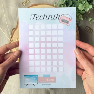 Sparchallenge Technik Elektronik A5 - Sparchallenge - 300g Papier - Umschlagmethode - Budgetplanung - Budgetplaner - Budgettracker