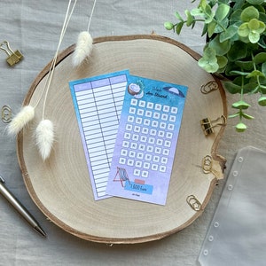 Sparchallenge Strandurlaub 1.500 Euro A6 - 250g Papier - Umschlagmethode - Budgetplanung - Budgetplaner - Budgettracker