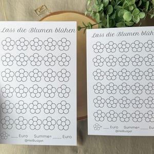 Challenge “Lass die Blumen blühen“ A5- minimalistisch - Sparchallenge - 300g Papier - Umschlagmethode - Budgetplanung - Budgetplaner