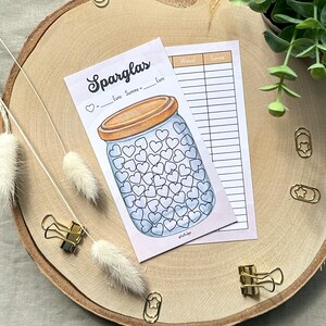 Sparglas A6 Betrag frei wählbar - 250g Papier - Umschlagmethode - Budgetplanung - Budgetplaner - Budgettracker - sparen - aquarell