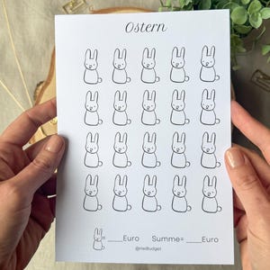 Challenge Ostern A5 - Sparchallenge - 300g Papier - Umschlagmethode - Budgetplanung - Budgetplaner - minimalistisch