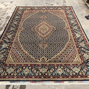 Modern vloerkleed 9 x 12, wol Perzisch zacht slaapkamertapijt - huisverwarmingskleed Tabriz-ontwerp beste kwaliteit kamerdecoratie, vloeren interieur Tapijttegels