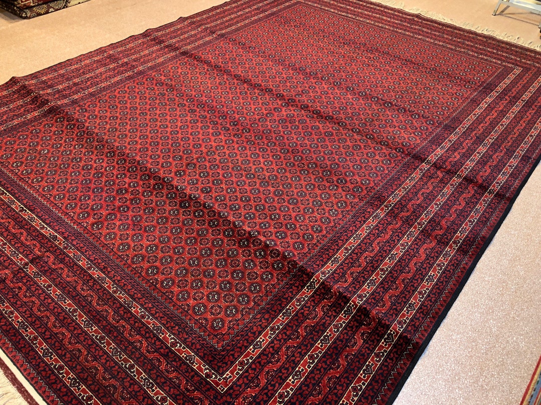 8x11 Red Afghan Wool Rug: Hand-knotted Oriental Area Rug - Etsy