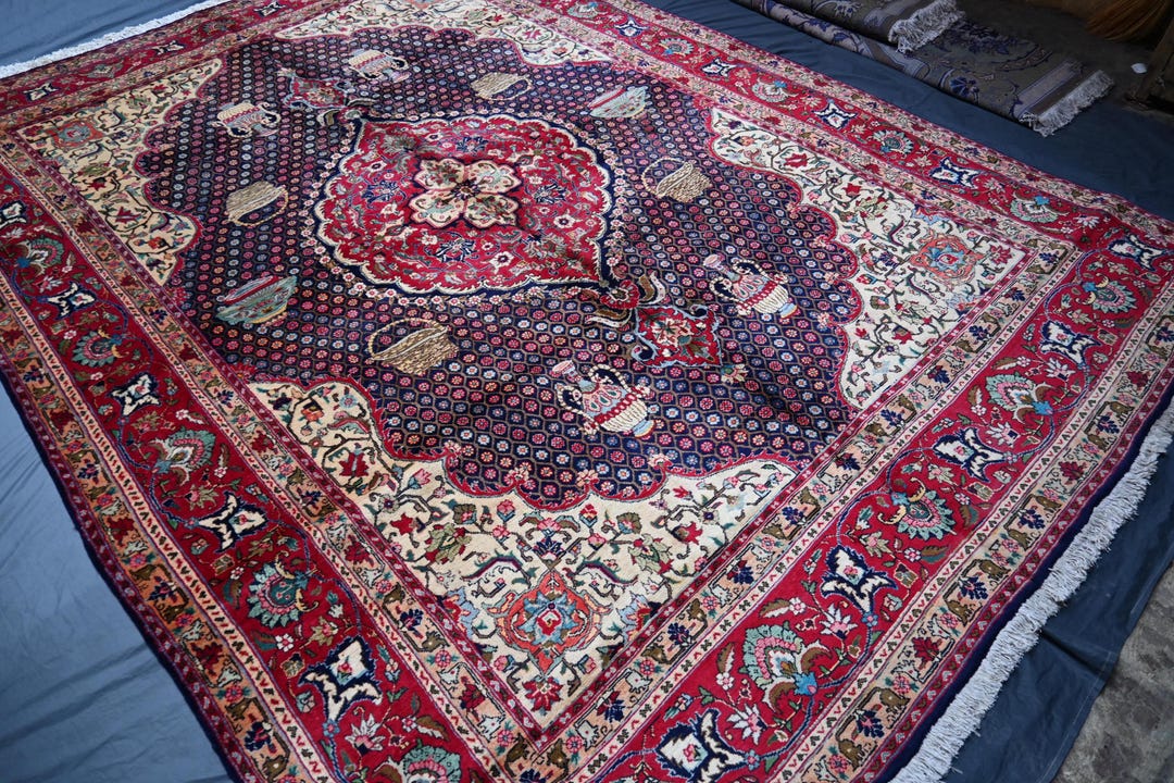 Hand-knotted Large Tabriz Rug, 10x13 Area Rug for Living Room, Outdoor ...