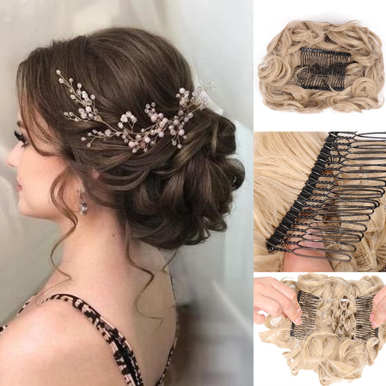Wedding Messy Bun Hairpiece Hair Extensionelastic Steel Combs Etsy