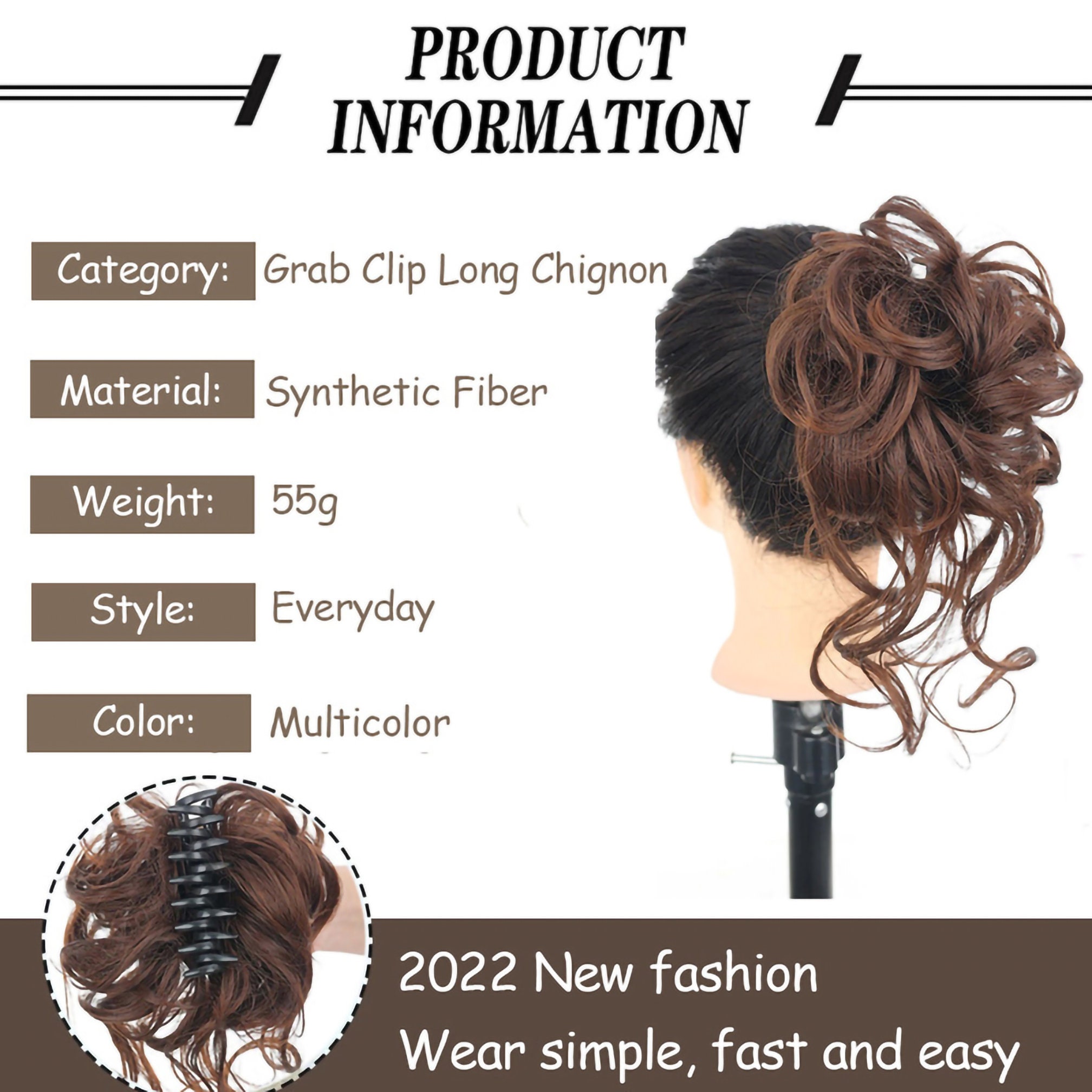 Messy Bun Clip in Hairpiece Hair Extension Tousled Updo Hair Etsy