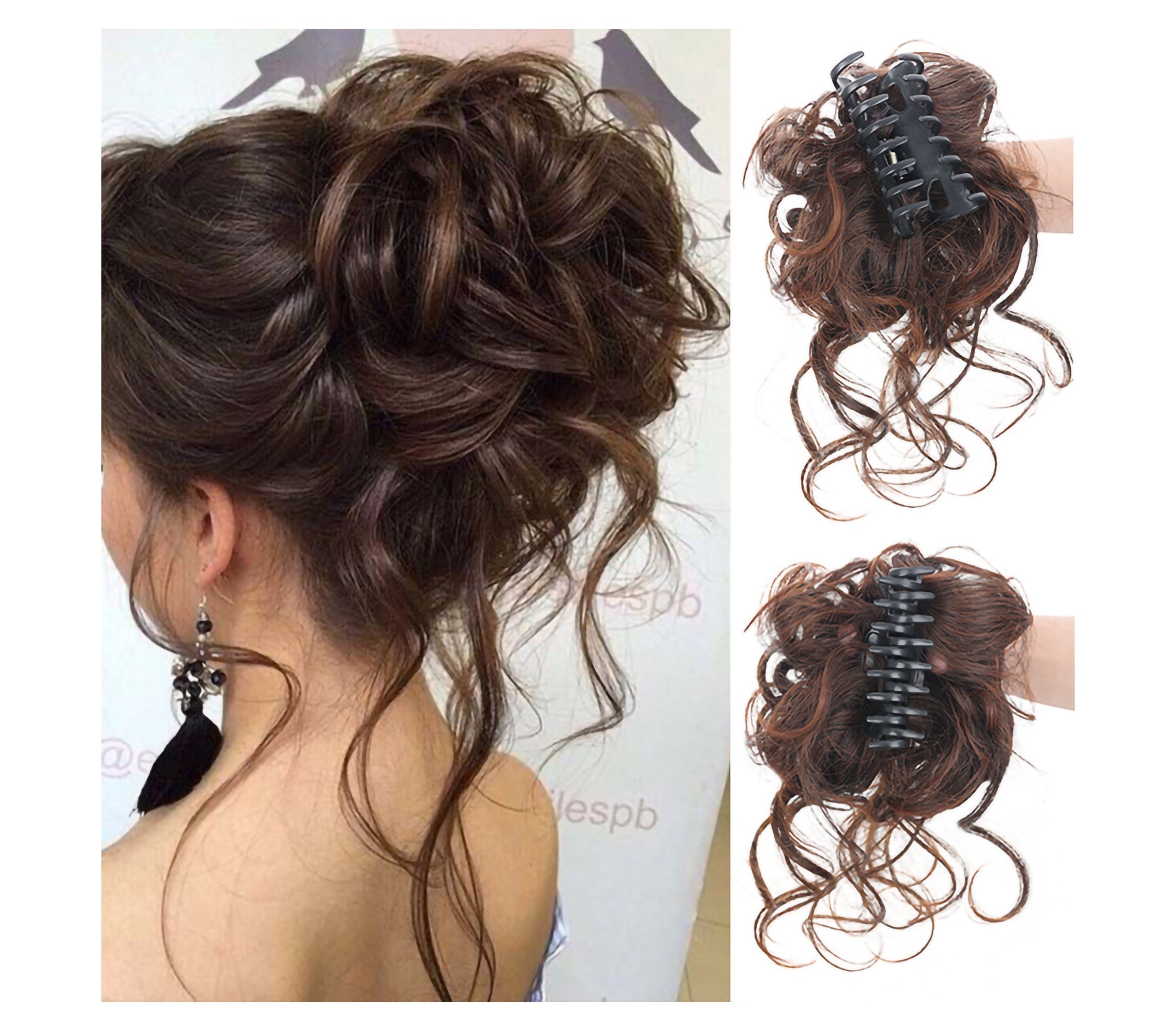 Messy Bun Clip in Hairpiece Hair Extension Tousled Updo Hair Etsy UK