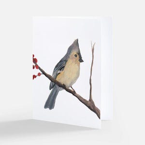 Carte de voeux mésange--blanc à l'intérieur--impression aquarelle