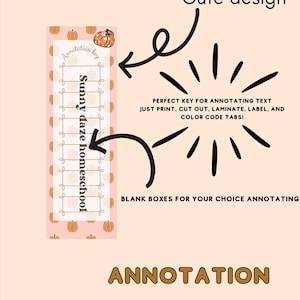 Cute pumpkins fall annotation key bookmark blank