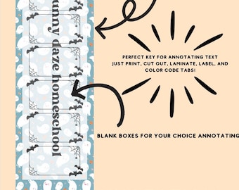 Cute ghost Halloween annotation key bookmark blank
