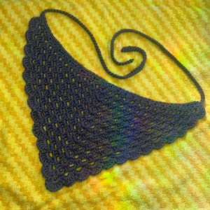 Bandana au crochet fait main - foulard bohème, accessoire d'été léger, cache-cheveux cottagecore