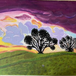 Original Acrylic Landscape Painting in the Canvas Board Original Art Africa safari Landscape 12 x 16 inches