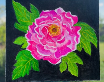 Blooming Peony Acrylic Painting