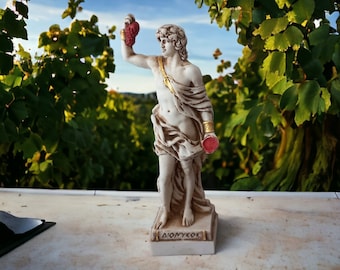 Dionysus-standbeeld, God van de wijn, antiek effect gekleurd Bachus-beeldhouwwerk 16 cm