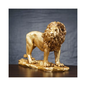 Large Lion Sculpture, Gold Lion King Sculpture