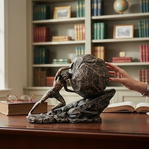 Ancient Bronze Handmade Sisyphus Sculpture: Ancient Greek Statue, Home Decor Art Object