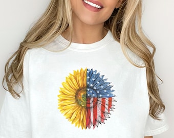 Sunflower Patriotic 4thof July Graphic Tee- Comfort Colors Oversize
