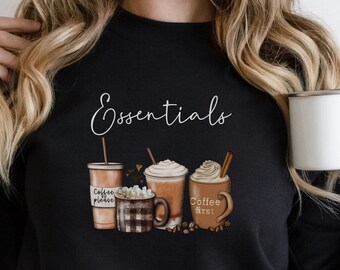 Coffee Lovers Sweatshirts-Essentials Coffee Drinkers Design-Caffeine Addict.