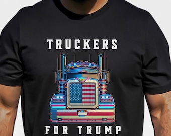 Truckers For Trump - American Flag Big Rig Political Tee - Pro-Trump Election Shirt