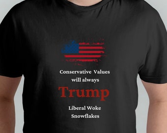 Political Conservative Message Tee- Trump Support Shirt-Anti Liberal Woke Agenda