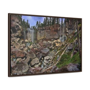 Paulina Creek Double Falls In Oregon-Gallery Canvas Wraps, Horizontaal Frame afbeelding 2