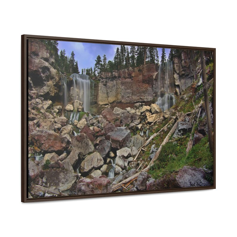 Paulina Creek Double Falls In Oregon-Gallery Canvas Wraps, Horizontaal Frame afbeelding 2