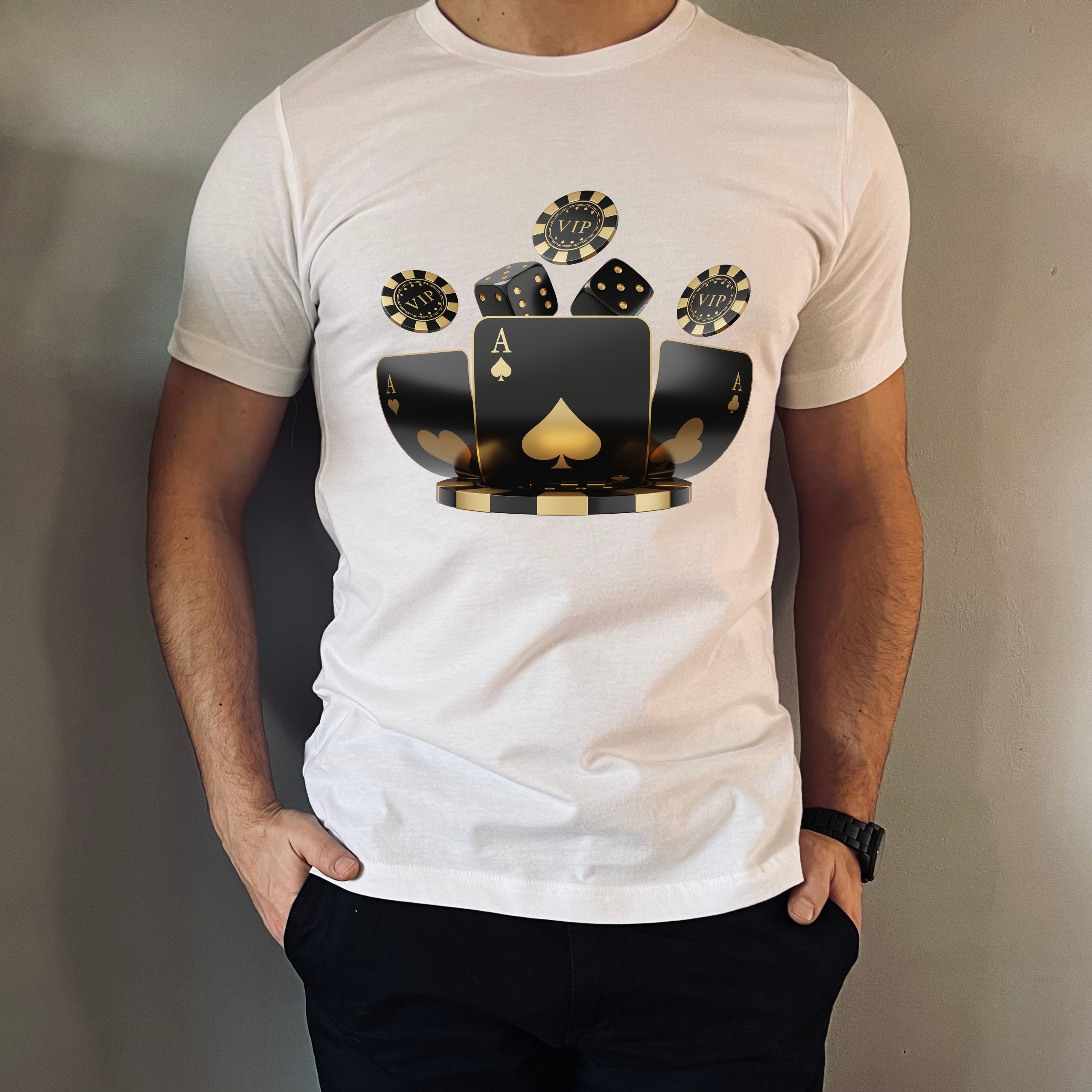 Triple Aces Graphic Tee: Gambling Dice & Poker Chips Logo