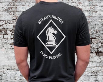 Maglietta con logo del cavaliere del Breaux Bridge Chess Club / Maglietta per appassionati di scacchi