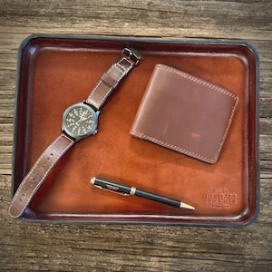 Handcrafted Leather Valet Tray Made in Texas