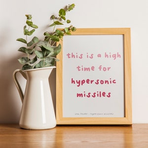 Hypersonic Missiles - Sam Fender - Lyrics Posters - wall art - digital download