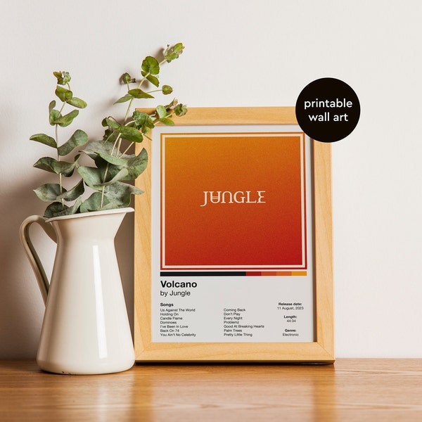 Jungle - Volcano - Album Cover Poster - Wall Art - Home Decor - Digital Download - Music