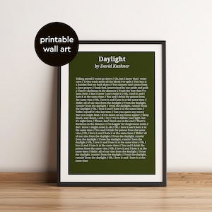 David Kushner - Daylight Lyrics Posters - 2 colors - wall art - digital download