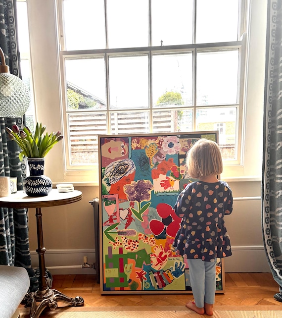 Custom Kids Artwork Collage, Framed Keepsake Turning Your Children's Drawings into a Bespoke Collage Wall Art